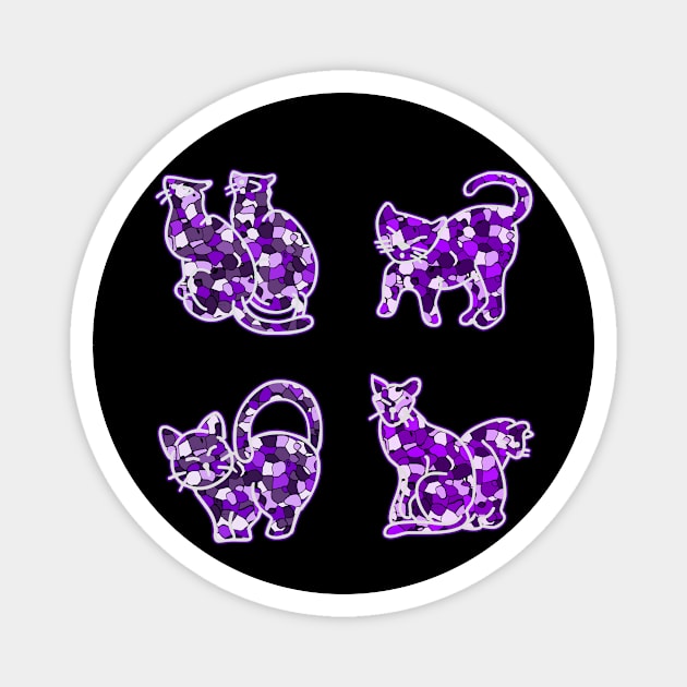 Crystal Group Cat (purple) Magnet by YasudaArt